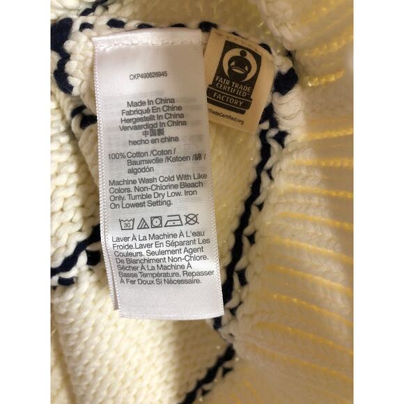 Madewell Textured Cotton Crewneck Sweater Stripe White Blue NWT S - Picture 5 of 8